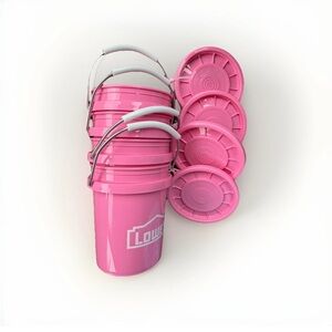 4 Pink Lowe's pink Mini Buckets